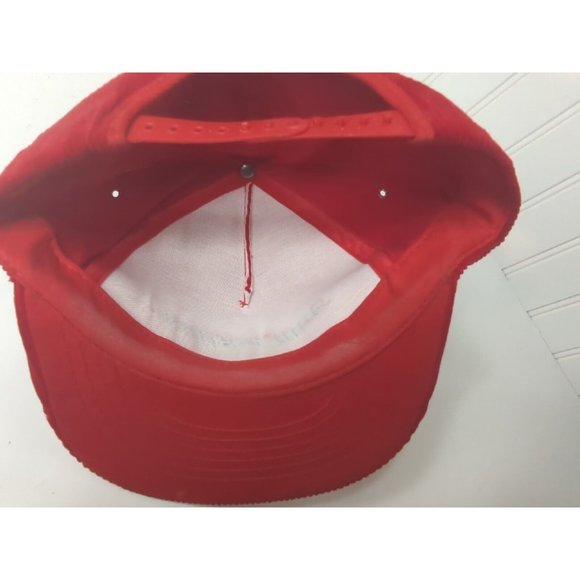 Vintage Swingster Bridgestone‎ Embroidered Corduroy Snapback Trucker Hat Red USA - Picture 6 of 6